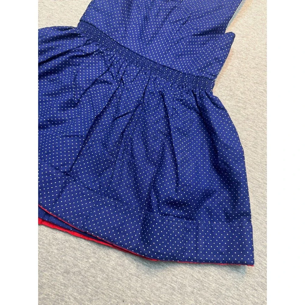 Vintage 1980s Zechner Dirndl Girls Dress Blue Polka Dot German Austrian 20